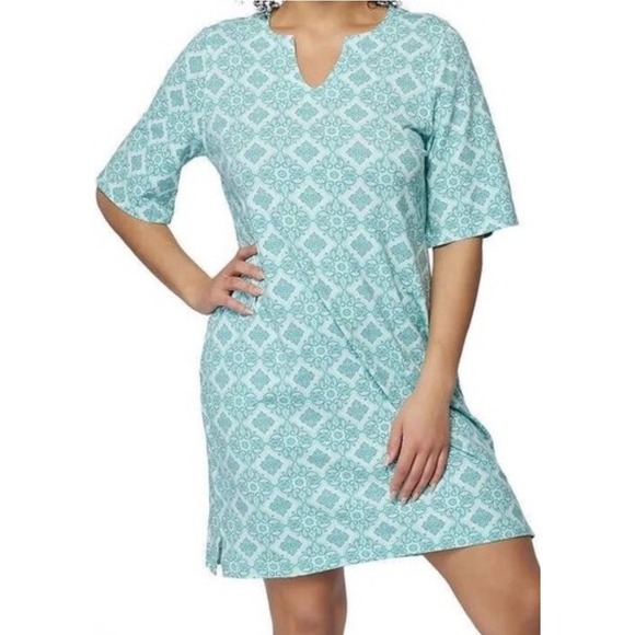 Hang Ten Dresses & Skirts - HANG TEN Women's 2XL Blue AQUA MEDALLION Sun Dress UPF 50+ Moisture Wicking NEW